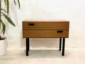 Vintage Flurkonsole, Kommode 1960's, Schränkchen, hellbraun, Mid Century