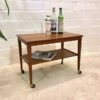 Teakholz Servierwagen, Danish Design, 1960's, Minibar, Beistellwagen, auf Rollen, Trapez, Mid Century, Vintage, 1970's