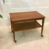 Teakholz Servierwagen, Danish Design, 1960's, Minibar, Beistellwagen, auf Rollen, Trapez, Mid Century, Vintage, 1970's