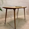 Mid Century Coffeetable, Nierentisch, 1950's, Resopal, Musterung, Nierentisch, Vintage, Beistelltisch, Couchtisch, konische Beine, braun, gelb, Holz, Kunststoff