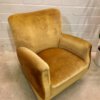 Vintage Lounge Sessel, gelb, 1960's, Velours, Clubsessel, auf Rollen, gold, Patina, 1970, Designklassiker, Mid Century Sessel