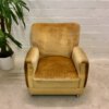 Vintage Lounge Sessel, gelb, 1960's, Velours, Clubsessel, auf Rollen, gold, Patina, 1970, Designklassiker, Mid Century Sessel