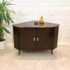 Mid Century Eckschrank, Phonoschrank 1950's, Vintage, Kommode, Sideboard, Anrichte, Hifi-Schrank, dunkelbraun, braun, rockabilly, 1960's, Türen