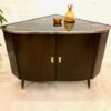 Mid Century Eckschrank, Phonoschrank 1950's, Vintage, Kommode, Sideboard, Anrichte, Hifi-Schrank, dunkelbraun, braun, rockabilly, 1960's, Türen