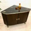 Mid Century Eckschrank, Phonoschrank 1950's, Vintage, Kommode, Sideboard, Anrichte, Hifi-Schrank, dunkelbraun, braun, rockabilly, 1960's, Türen