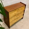 Vintage Schuhschrank, 1970's, Nussbaum, Rüster, Metallgriffe, 3 Fächer, Mid Century, Kommode, Sideboard, Anrichte, 1960's, 1950's, braun, Klassiker, Mid Century Modern