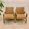 Mid Century Armchair, Vintage Sessel, 1960's, hellbraun, gold, Samt, Easy Chair, Armlehnenstuhl, 1970's, gepolstert, Designklassiker, Mid Century Modern, gemustert, Muster, helles Holz, Wartesessel, Lounge Chair