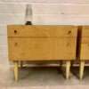 Vintage Nachtschränke, hell, 1960's, Schellack, Mid Century, Rüster, Klappe, Schublade, Glasauflage, Design, Mid Century Modern, Vintage Furniture