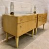 Vintage Nachtschränke, hell, 1960's, Schellack, Mid Century, Rüster, Klappe, Schublade, Glasauflage, Design, Mid Century Modern, Vintage Furniture