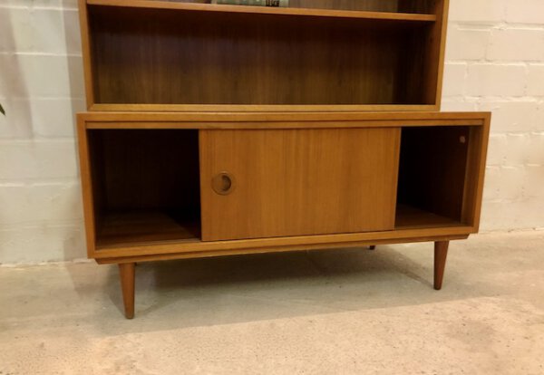 Musterring Bücherregal, Mid Century, 1960's, Schubladen,Schiebetür, Regalaufsätze, Nussbaum, Danish Design, Designklassiker, 1970's,Einlegeböden