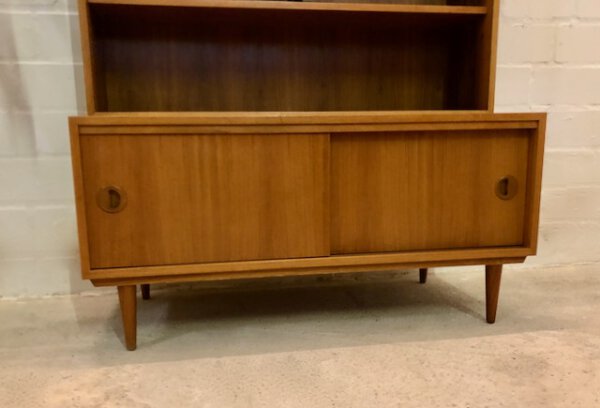 Musterring Bücherregal, Mid Century, 1960's, Schubladen,Schiebetür, Regalaufsätze, Nussbaum, Danish Design, Designklassiker, 1970's,Einlegeböden