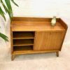 Mini-Barschrank, Vintage 1960's, kleine Kommode, verschließbar, Spiegelfach, Ablagefächer, Flurkommode, Konsole, Mid Century Modern, Nussbaum, Klassiker,