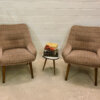 Mid Century Lounge Sessel, 1960's, Cube, Cocktailsessel, Polstersessel, Holzarmlehnen, Designer Sessel, Vintage-Möbel, Mid Century Möbel, grün,