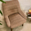 Mid Century Lounge Sessel, 1960's, Cube, Cocktailsessel, Polstersessel, Armlehnen, Designer Sessel, Vintage-Möbel, Mid Century Möbel, braun, gemustert, Muster, 1950's, Mid Century Modern, Ladeneinrichtung, Wartebereich, Wartesessel, Leseecke,