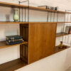 WHB-Regal, Teakholz "String-Regal", breites Regal, Vintage, Mid Century, Danish Design, Made in Germany, Leiterregal, schwarze Metallleitern, Teak, 1960, 1970, verschließbar, Schrank, Bücherregal, Mid Century Modern