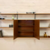 WHB-Regal, Teakholz "String-Regal", breites Regal, Vintage, Mid Century, Danish Design, Made in Germany, Leiterregal, schwarze Metallleitern, Teak, 1960, 1970, verschließbar, Schrank, Bücherregal, Mid Century Modern
