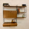 Vintage WHB "String-Regal" mit Minibar, mit Schubladen, Mid Century, Teakholz, WHB, String, Teakholz, 1960's, Barfach, Bücherregal, Designklassiker, Leiter-Regal, 1970's