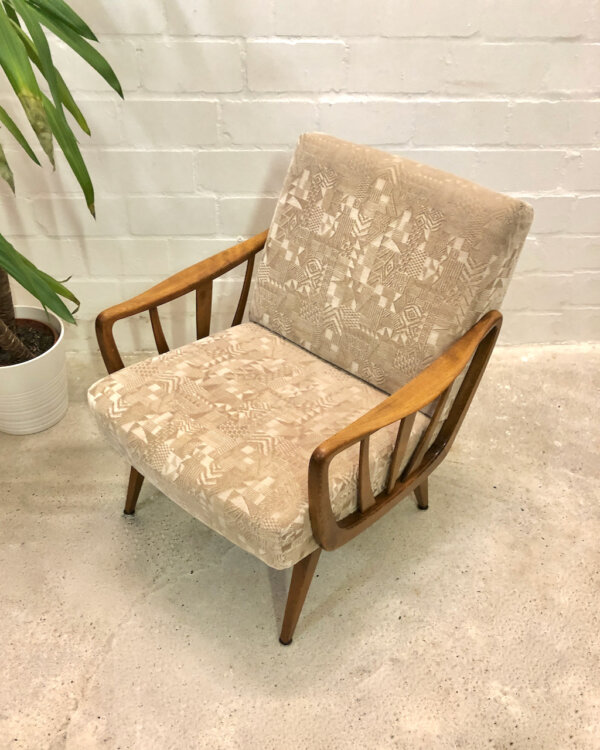 Mid Century Armchair, Casala 1950's, Easy Chair, Lounge Sessel, Sprossenarmlehnen, Rockabilly, Clubsessel, Vollholzgestell, Nussbaum, Designklassiker, Mid Century, Modern, Vintage