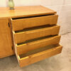 Mid Century Credenzia, Sideboard Esche 1960's, Vintage, helle Holz, Kirsche, 4 Schubladen, konische Beine, verschließbar, 2 Fächer, Designklassiker, Modern, Industrial, Agentureinrichtung, Interior Design, Kommode, Anrichte, Buffet, Lowboard