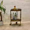 Servierwagen, Minibar 1960's, Rollwagen, Messing, Nussbaum, Eiche, rund, Minibar, 3 Rollen, Tablett, Designklassiker, Mid Century Modern, Vintage-Möbel, Beistelltisch, Teewagen, rund
