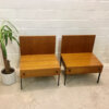 Teakholz Nachtschränke, Danish Design, Rego Mobile, Günther Renkel, mit Schublade, 2er - Set, Vintage, 1960's, 1970's, Designklassiker, Metallbeine, schwarz, braun, helle Holz, Teak, Danish, mit Rückwand, Wandschutz
