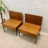 Teakholz Nachtschränke, Danish Design, Rego Mobile, Günther Renkel, mit Schublade, 2er - Set, Vintage, 1960's, 1970's, Designklassiker, Metallbeine, schwarz, braun, helle Holz, Teak, Danish, mit Rückwand, Wandschutz