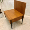 Teakholz Nachtschränke, Danish Design, Rego Mobile, Günther Renkel, mit Schublade, 2er - Set, Vintage, 1960's, 1970's, Designklassiker, Metallbeine, schwarz, braun, helle Holz, Teak, Danish, mit Rückwand, Wandschutz