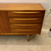 Vintage Sideboard, Anrichte 1960's, Kommode, gestreift, Nussbaum, Designklassiker, Mid Century, 4 Schubladen, Büro, verschließbar, Agentur