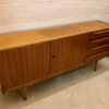 Vintage Sideboard, Anrichte 1960's, Kommode, gestreift, Nussbaum, Designklassiker, Mid Century, 4 Schubladen, Büro, verschließbar, Agentur