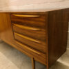 Vintage Sideboard, Anrichte 1960's, Kommode, gestreift, Nussbaum, Designklassiker, Mid Century, 4 Schubladen, Büro, verschließbar, Agentur