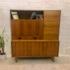 Vintage Nussbaum Highboard, 1970's, Barschrank, Buffet, aufklappbar, Schubladen, verschließbar, Sideboard, Anrichte, Mid Century, Designklassiker, 1960's