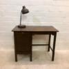 Vintage Rollladen Schreibtisch, 1960's, dunkelbraun, Eiche, Mid Century, Industrial, verschließbar, Rolltür, Schubladen, klein, Dekotisch, 1970, Desk, Sekretär