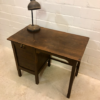 Vintage Rollladen Schreibtisch, 1960's, dunkelbraun, Eiche, Mid Century, Industrial, verschließbar, Rolltür, Schubladen, klein, Dekotisch, 1970, Desk, Sekretär