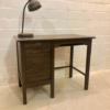 Vintage Rollladen Schreibtisch, 1960's, dunkelbraun, Eiche, Mid Century, Industrial, verschließbar, Rolltür, Schubladen, klein, Dekotisch, 1970, Desk, Sekretär