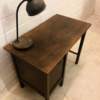 Vintage Rollladen Schreibtisch, 1960's, dunkelbraun, Eiche, Mid Century, Industrial, verschließbar, Rolltür, Schubladen, klein, Dekotisch, 1970, Desk, Sekretär