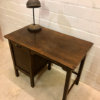 Vintage Rollladen Schreibtisch, 1960's, dunkelbraun, Eiche, Mid Century, Industrial, verschließbar, Rolltür, Schubladen, klein, Dekotisch, 1970, Desk, Sekretär