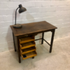 Vintage Rollladen Schreibtisch, 1960's, dunkelbraun, Eiche, Mid Century, Industrial, verschließbar, Rolltür, Schubladen, klein, Dekotisch, 1970, Desk, Sekretär