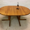 Vintage Esstisch, Teakholz rund/ oval, ausziehbar, Danish Design, 2 Einsteckplatten, dicke Tischplatte, 1970, 1980, Made in Denmark