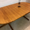 Vintage Esstisch, Teakholz rund/ oval, ausziehbar, Danish Design, 2 Einsteckplatten, dicke Tischplatte, 1970, 1980, Made in Denmark