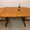 Vintage Esstisch, Teakholz rund/ oval, ausziehbar, Danish Design, 2 Einsteckplatten, dicke Tischplatte, 1970, 1980, Made in Denmark