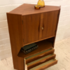 Mid Century Bar-Ecksckrank, 1960's, Teakholz, Teak, Vintage, 1970's, Danish Design, Made in Denmark, Minibar, Barfach, Schubladen, verschließbar, Highboard, Sideboard, Anrichte, Eckanrichte