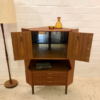 Mid Century Bar-Ecksckrank, 1960's, Teakholz, Teak, Vintage, 1970's, Danish Design, Made in Denmark, Minibar, Barfach, Schubladen, verschließbar, Highboard, Sideboard, Anrichte, Eckanrichte