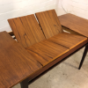 Teakholz Esstisch, Vintage 1960's, ausziehbar, klappbar, Palisander, Danish Design, Mid Century, 1970's, Dining Table, Konische Beine, Untergestell Palisander