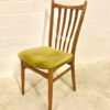 Vintage Dining Chairs, 4er Set, helles Holz, Mohair, Samt, Sprossenstuhl, grün, gelb, Buche, 1960's
