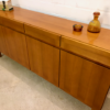 Vintage Sideboard, Nussbaum, 1970's, GE-EL, schlicht, grifflos, Schubladen, Türen, helles Holz, Mid Century, Design, Klassiker
