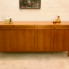 Vintage Sideboard, Nussbaum, 1970's, GE-EL, schlicht, grifflos, Schubladen, Türen, helles Holz, Mid Century, Design, Klassiker