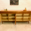 Vintage Sideboard, Nussbaum, 1970's, GE-EL, schlicht, grifflos, Schubladen, Türen, helles Holz, Mid Century, Design, Klassiker