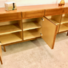 Vintage Sideboard, Nussbaum, 1970's, GE-EL, schlicht, grifflos, Schubladen, Türen, helles Holz, Mid Century, Design, Klassiker