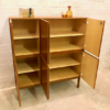 GE-EL Highboard, 1970's, schlicht, zeitlos, grifflos, Schrank, Mid Century, Nussbaum, hellbraun, Anrichte, Sideboard, Kommode, 1960's, Designklassiker
