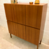 GE-EL Highboard, 1970's, schlicht, zeitlos, grifflos, Schrank, Mid Century, Nussbaum, hellbraun, Anrichte, Sideboard, Kommode, 1960's, Designklassiker
